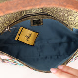 Ultra-Rare Fendi Zucca Lizard Embroidered & Beaded Baguette