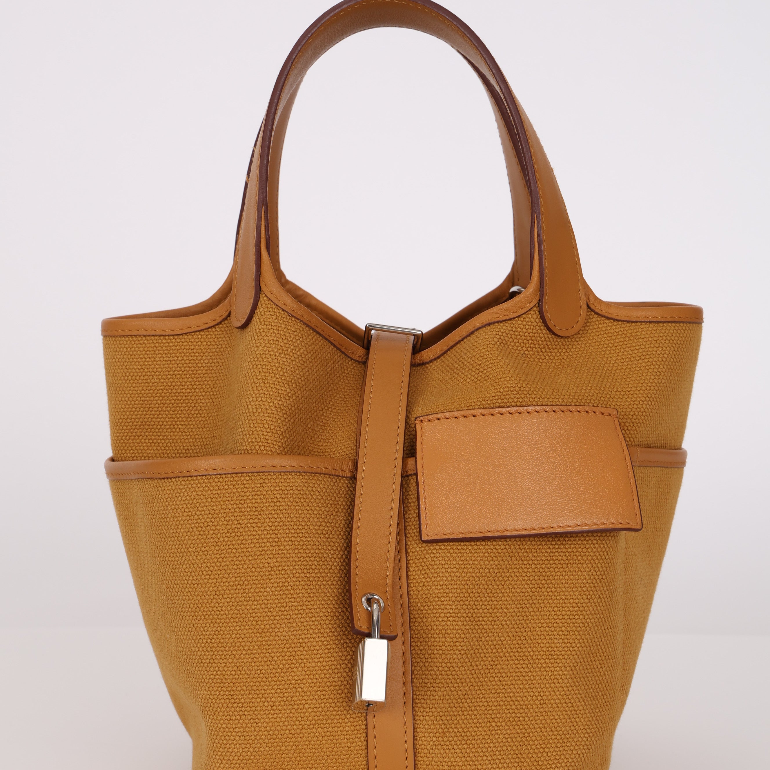 Hermès 2021 Sesame Toile Goeland and Swift Cargo Picotin 18 PHW