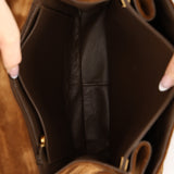 Chanel 1998 Cognac Suede Turnlock Kelly Shoulder Bag 24K GP