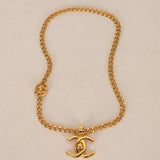 Chanel 1996 CC Double Turnlock Pendant Necklace 24K GP