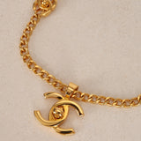 Chanel 1996 CC Double Turnlock Pendant Necklace 24K GP