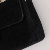 Rare Chanel 2002 Suede Rectangular Turnlock Mini Classic Flap 24K GP