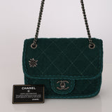 Chanel 2015 Deep Teal Wool Mini Paris-Salzburg Edelweiss Single Flap