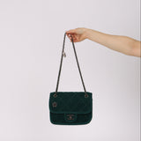 Chanel 2015 Deep Teal Wool Mini Paris-Salzburg Edelweiss Single Flap