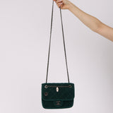 Chanel 2015 Deep Teal Wool Mini Paris-Salzburg Edelweiss Single Flap