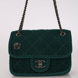 Chanel 2015 Deep Teal Wool Mini Paris-Salzburg Edelweiss Single Flap