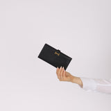 Hermès 1996 Noir Veau Courchevel Bearn Long Wallet GHW