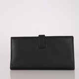 Hermès 1996 Noir Veau Courchevel Bearn Long Wallet GHW