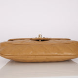 Rare Chanel 2004 Beige Caviar Quilted Turnlock Half Moon Flap 24K GP