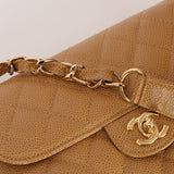Rare Chanel 2004 Beige Caviar Quilted Turnlock Half Moon Flap 24K GP