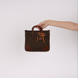 Prada Embellished Tweed Brown Top Handle Bag