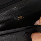 Hermès 1996 Noir Veau Courchevel Bearn Long Wallet GHW