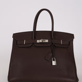 Hermès 2008 Chocolat Togo Birkin 35 Retourne PHW