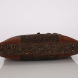 Prada Embellished Tweed Brown Top Handle Bag