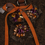 Prada Embellished Tweed Brown Top Handle Bag