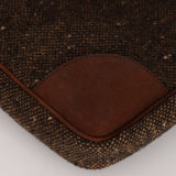Prada Embellished Tweed Brown Top Handle Bag