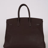 Hermès 2008 Chocolat Togo Birkin 35 Retourne PHW