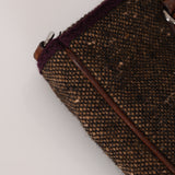 Prada Embellished Tweed Brown Top Handle Bag