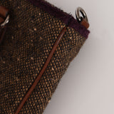 Prada Embellished Tweed Brown Top Handle Bag
