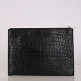 Saint Laurent Black Croc Embossed Clutch