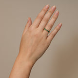 1990's 18K Yellow Gold Emerald & Diamond Stack Ring, Size US 7