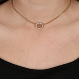 Dior Oblique Crystal Oval Pendant Necklace