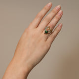 Sachi Fukuhara 1980's 18K Yellow Gold and Platinum Tourmaline Pearl Spinel and Garnet Tiered Cluster Ring
