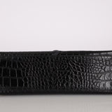 Yves Saint Laurent Black Croc Embossed Stitch Tote