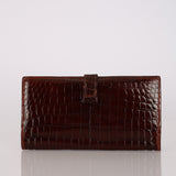 Hermès 2004 Rouge H Niloticus Crocodile Bearn Long Wallet GHW