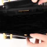 Yves Saint Laurent Black Croc Embossed Stitch Tote