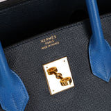 Hermès 1994 Bleu France and Bleu Indigo Courchevel Birkin 35 Retourne GHW
