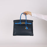 Hermès 1994 Bleu France and Bleu Indigo Courchevel Birkin 35 Retourne GHW