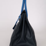 Hermès 1994 Bleu France and Bleu Indigo Courchevel Birkin 35 Retourne GHW