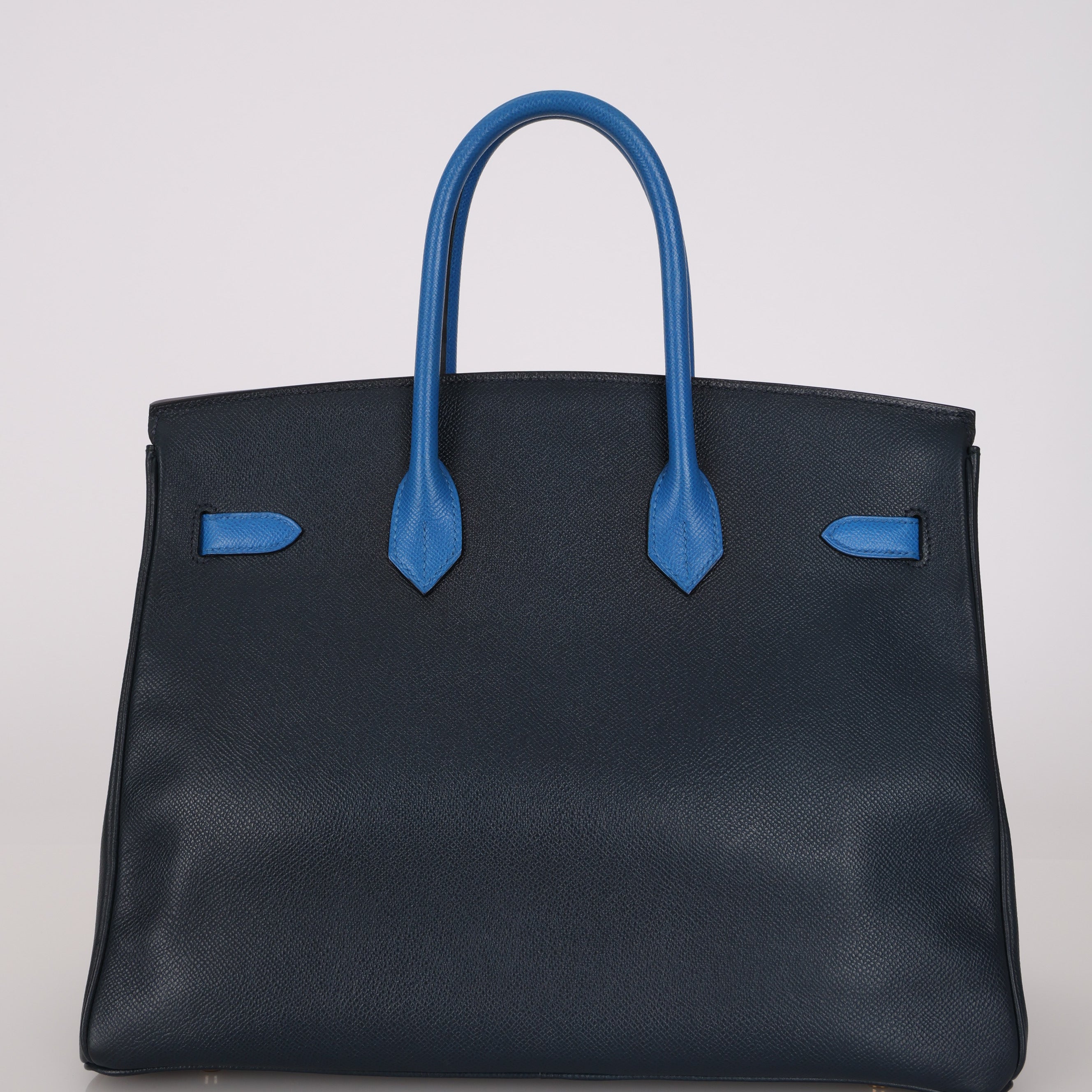 Hermès 1994 Bleu France and Bleu Indigo Courchevel Birkin 35 Retourne GHW