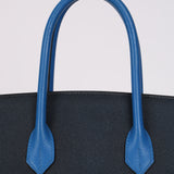 Hermès 1994 Bleu France and Bleu Indigo Courchevel Birkin 35 Retourne GHW