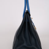 Hermès 1994 Bleu France and Bleu Indigo Courchevel Birkin 35 Retourne GHW