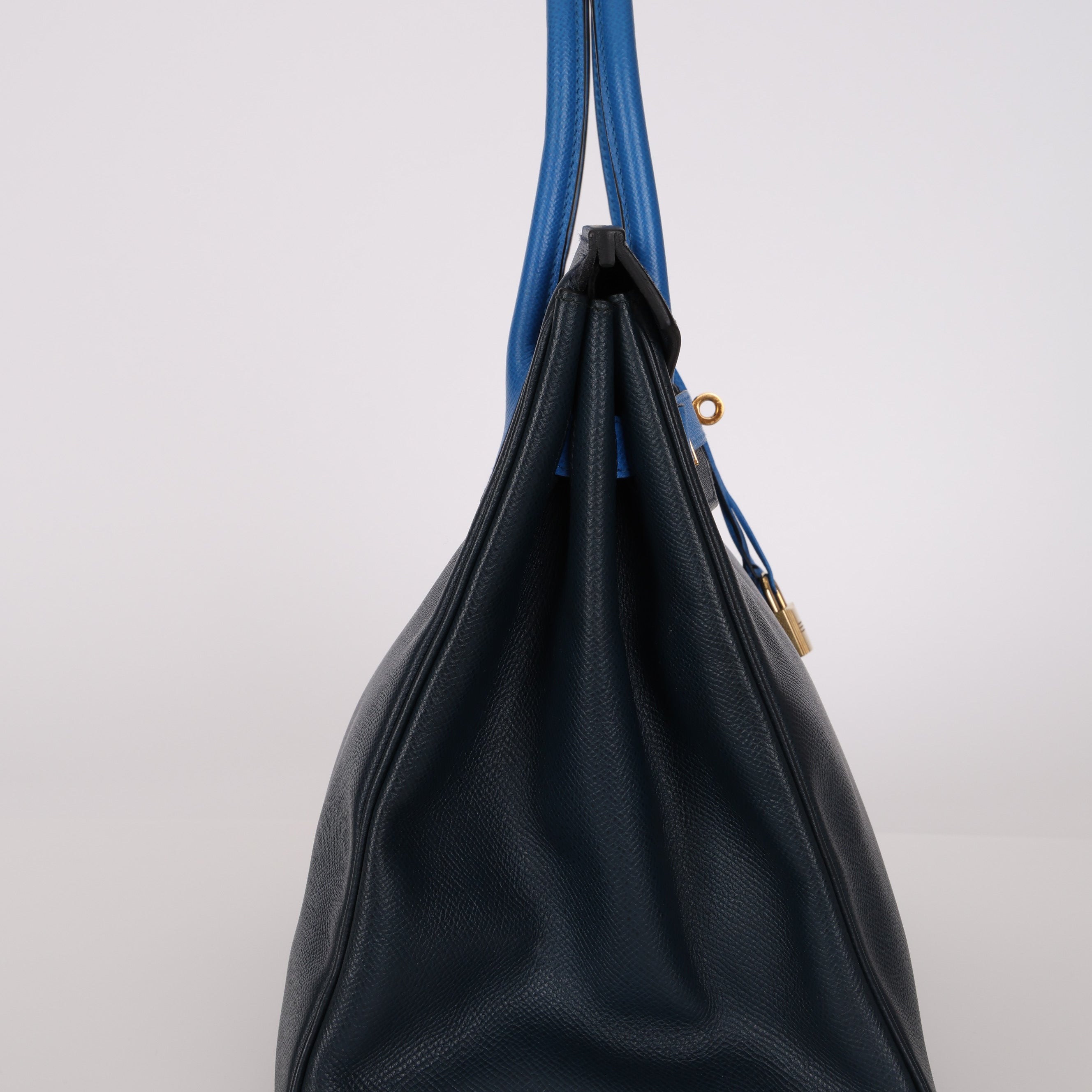 Hermès 1994 Bleu France and Bleu Indigo Courchevel Birkin 35 Retourne GHW