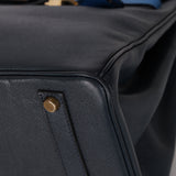 Hermès 1994 Bleu France and Bleu Indigo Courchevel Birkin 35 Retourne GHW