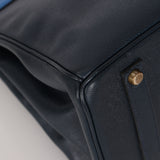 Hermès 1994 Bleu France and Bleu Indigo Courchevel Birkin 35 Retourne GHW