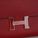 Hermès 2017 Rouge Grenat Epsom Enamel Constance Long Wallet GHW