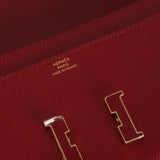 Hermès 2017 Rouge Grenat Epsom Enamel Constance Long Wallet GHW