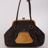Ultra-Rare Archive Miu Miu Leather Dual Kisslock Frame Shoulder Bag