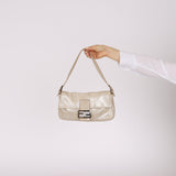 Fendi Metallic Gold Crystal Baguette
