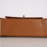 Chanel 1998 Caramel Caviar Trapezoid Single Flap Kelly Shoulder Bag 24K GP