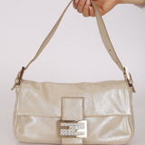 Fendi Metallic Gold Crystal Baguette