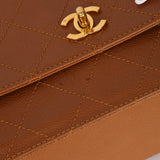 Chanel 1998 Caramel Caviar Trapezoid Single Flap Kelly Shoulder Bag 24K GP