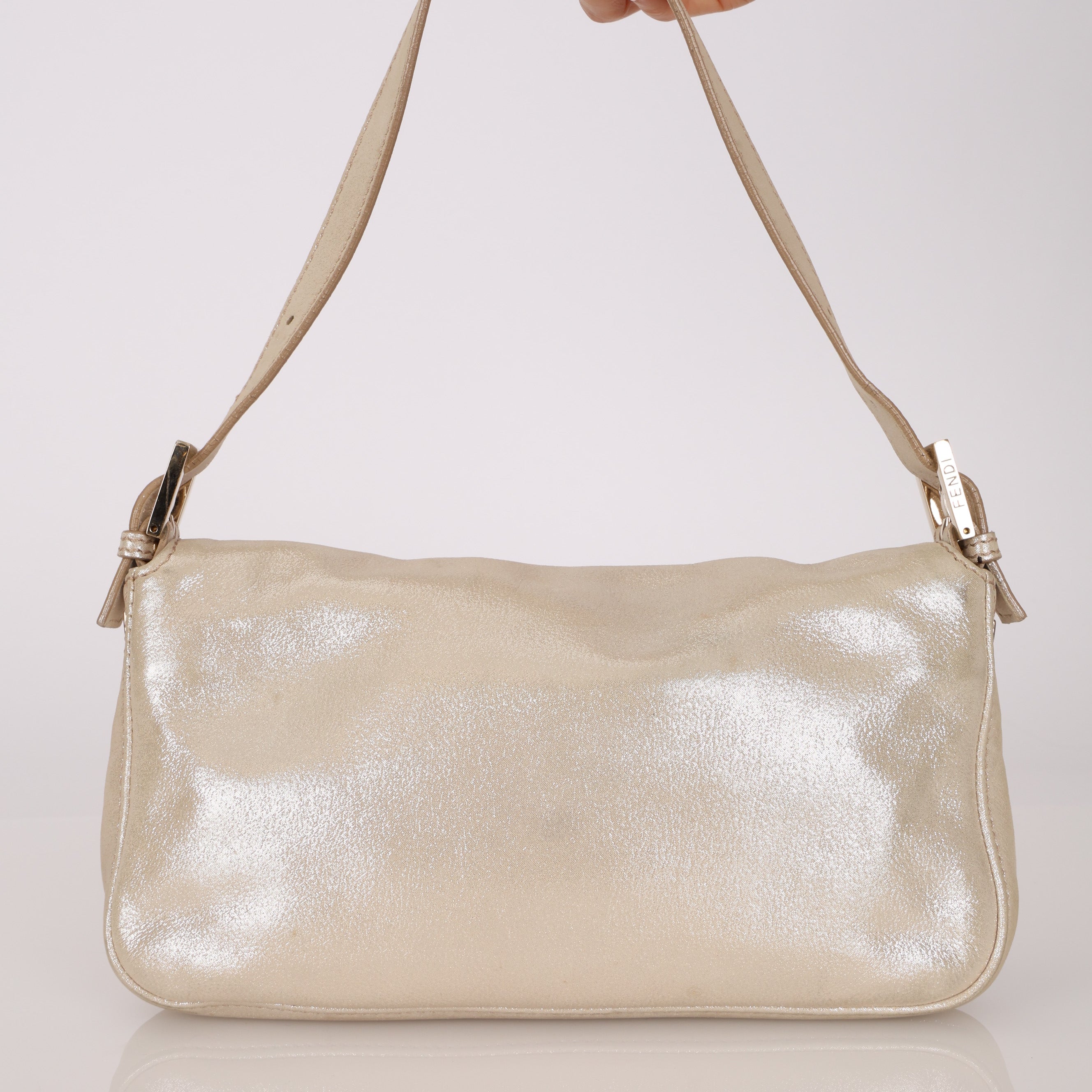 Fendi Metallic Gold Crystal Baguette