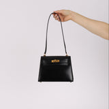 Rare Hermès 1987 Noir Box Mini Kelly 20 Sellier GHW