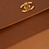 Chanel 1998 Caramel Caviar Trapezoid Single Flap Kelly Shoulder Bag 24K GP