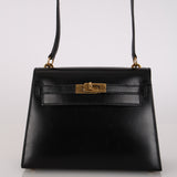 Rare Hermès 1987 Noir Box Mini Kelly 20 Sellier GHW